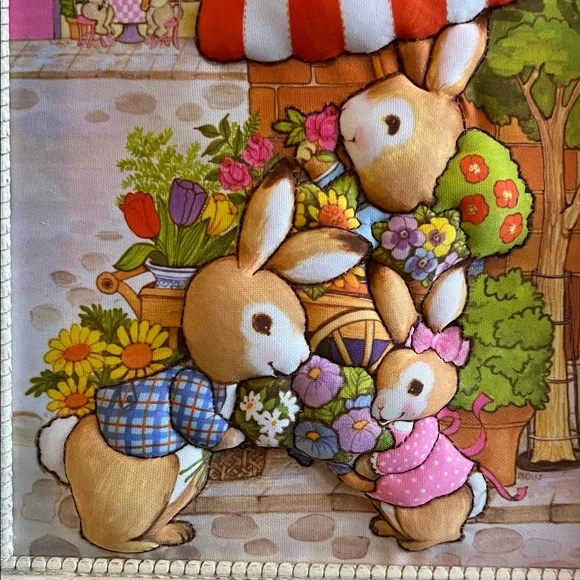 VINTAGE set of 2 Creative Circle Market Time bunny stitch & stuff kit 3D framed - Picture 12 of 17